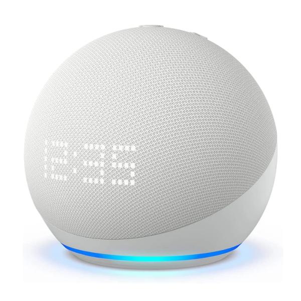 PARLANTE INTELIGENTE ECHO DOT 5TH GENERACION CON RELOJ AMAZON BLANCA